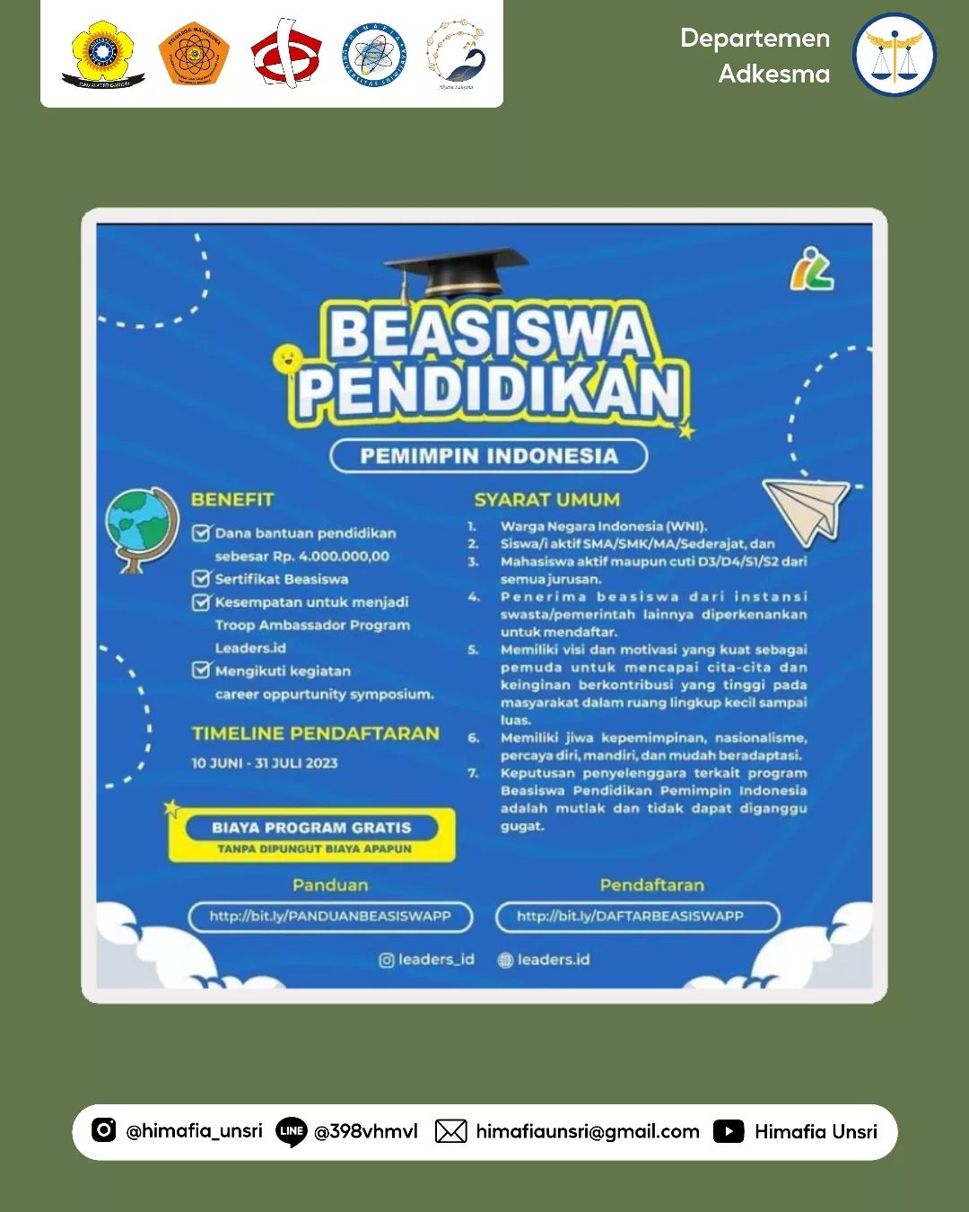[Sekilas Info Adkesma #23 : Informasi Beasiswa Pendidikan Pemimpin Indonesia]